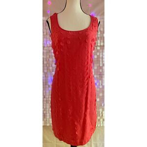 NWT Maggy London Dot Cutaway Sleeveless Shift Dress in "Papaya." Size 10.